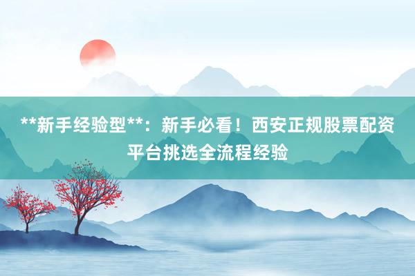 **新手经验型**：新手必看！西安正规股票配资平台挑选全流程经验
