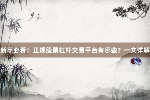 新手必看！正规股票杠杆交易平台有哪些？一文详解
