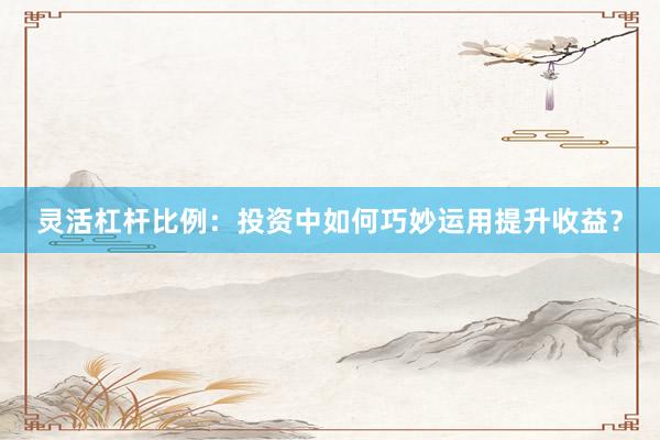灵活杠杆比例：投资中如何巧妙运用提升收益？
