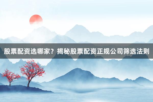 股票配资选哪家？揭秘股票配资正规公司筛选法则