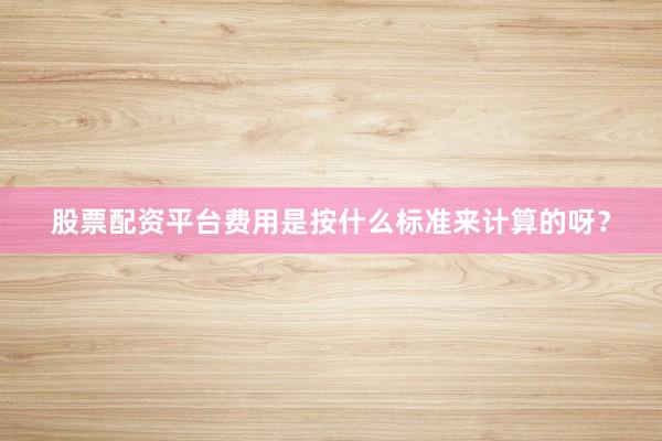 股票配资平台费用是按什么标准来计算的呀？
