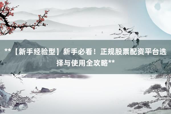**【新手经验型】新手必看！正规股票配资平台选择与使用全攻略**