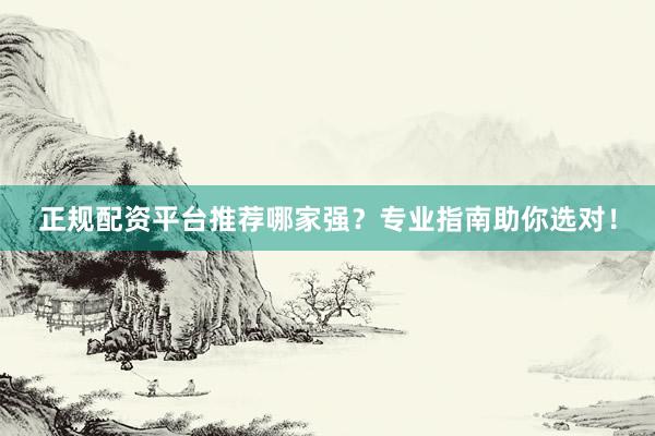 正规配资平台推荐哪家强？专业指南助你选对！