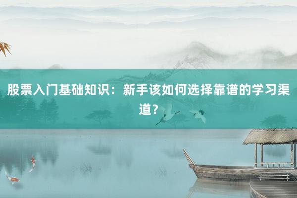 股票入门基础知识：新手该如何选择靠谱的学习渠道？