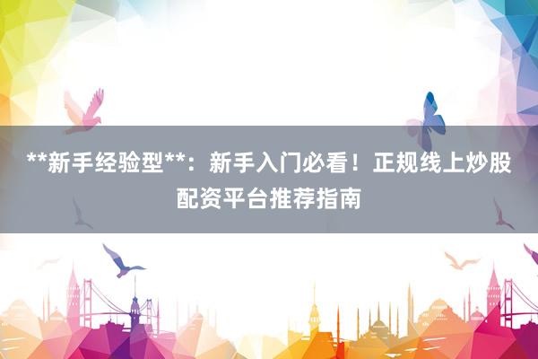 **新手经验型**：新手入门必看！正规线上炒股配资平台推荐指南