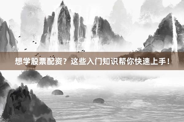 想学股票配资？这些入门知识帮你快速上手！