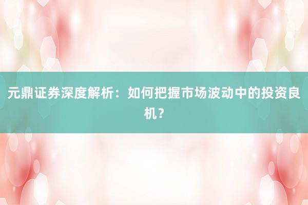 元鼎证券深度解析：如何把握市场波动中的投资良机？