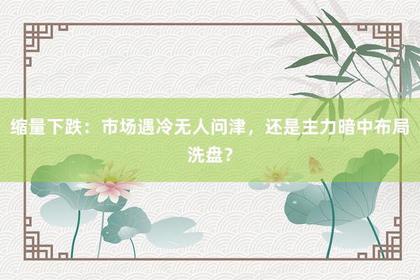 缩量下跌：市场遇冷无人问津，还是主力暗中布局洗盘？