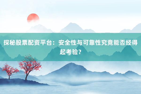 探秘股票配资平台：安全性与可靠性究竟能否经得起考验？