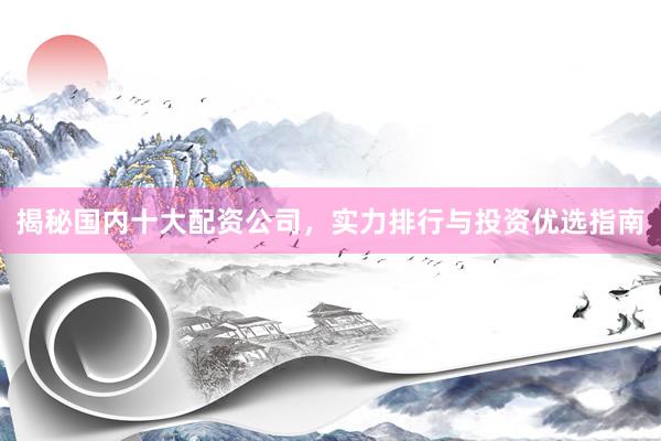 揭秘国内十大配资公司，实力排行与投资优选指南
