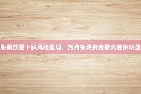 股票放量下跌风险显现，热点板块资金撤离迹象明显
