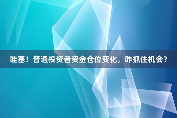 哇塞！普通投资者资金仓位变化，咋抓住机会？