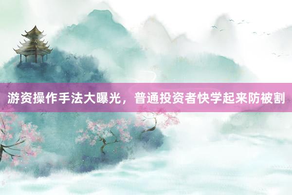 游资操作手法大曝光，普通投资者快学起来防被割