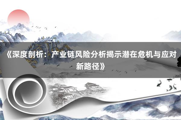 《深度剖析：产业链风险分析揭示潜在危机与应对新路径》